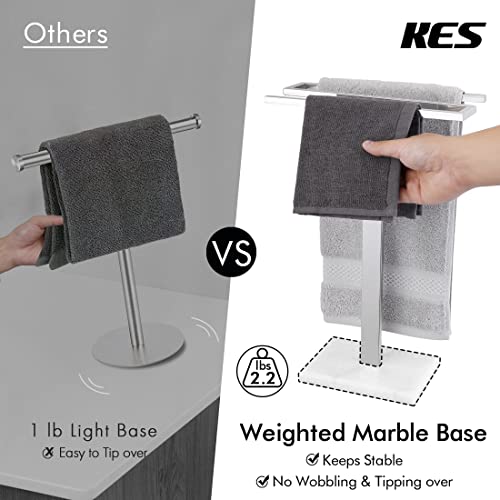 KES Hand Towel Rack Stand, Countertop Towel Rack Free Standing S-Shape Hand Towel Holder with Marble Base for Bathroom SUS304 Stainless Steel Polished Finished, BTH223 - color: Polished Finished