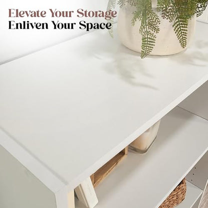 B&B HARDWARE Tall Shelf Tower Storage Unit – White Wood Closet Shelving with Vertical Shelf Storage - Stylish Display Shelf - Closet Shelves System - Versatile Shelving Units for Closet