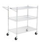 TrailBlaze Kitchen Utility Cart, 3-Tier Wire Rolling Utility Cart, Stainless Steel Service Cart w/Wheels and Adjustable Storage Rack Handle - for Laundry, Garage, Bathroom - Low Handle - size: 3-Tiers low handle