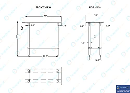 18 in. x 36 in. Open Base Stainless Steel Work Table | Residential & Commercial | Food Prep | Heavy Duty Utility Work Station | NSF - size: 36 in. Length x 18 in. Width