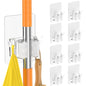8 PackBroom Holder Wall Mount, New Version Adhesive Mop and Broom Holder Wall Mount, Super Anti-Slip Broom Hanger Mop Organizer Wall Hanging for Bathroom, Kitchen, Laundry Room - color: White