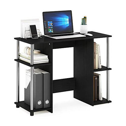 Furinno Jaya Computer Study Desk, Americano/Stainless Steel - color: Americano/Stainless Steel