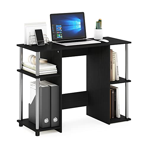 Furinno Jaya Computer Study Desk, Americano/Stainless Steel - color: Americano/Stainless Steel