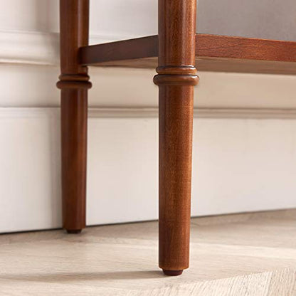 Leick Home Coastal Console Table, Solid Wood, with Drawer and Shelf, for Entryways, Hallways, and Living Rooms, Pecan Brown, 20027-PC - color: Pecan, size: 1 Drawer