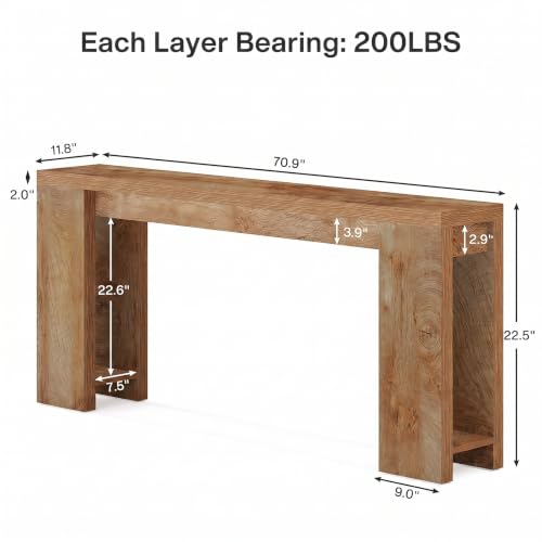 Tribesigns 70.9-Inch Extra Long Console Table, Farmhouse Wood Sofa Table Behind Couch, Narrow Entryway Accent Table for Living Room, Hallway, Entrance, Foyer, Light Oak Brown - color: Light Brown