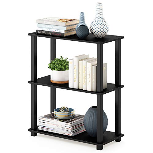 Furinno TURN-S-TUBE Storage Shelves, 3-Tier Book Shelf, Corner Shelf, Toolless Open Shelves, for Organization and Storage, Living Room, Garage, Home Office, Americano - color: Americano/Black, size: 3-Tier Square Tube