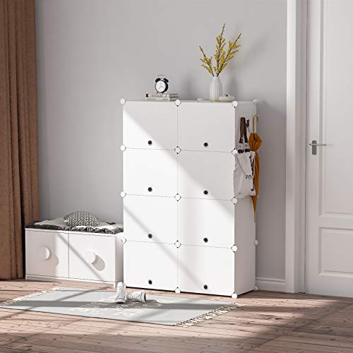 HOMIDEC Shoe Rack, 8 Tier Shoe Storage Cabinet 32 Pair Plastic Shoe Shelves Organizer for Closet Hallway Bedroom Entryway - color: White, style: 2 by 8