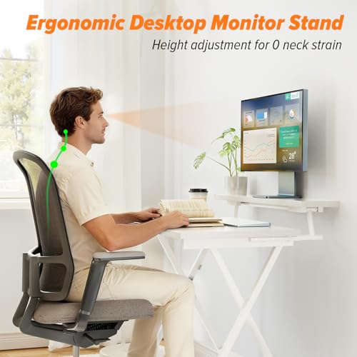 WOHOMO Folding Computer Desk with Adjustable Height, 23.6" x 31.5" x 25.6" Foldable Table with Monitor Stand, Small Office Desk for Bedroom, Space Saving Desk for Home Office, Easy Assemble, White - color: White