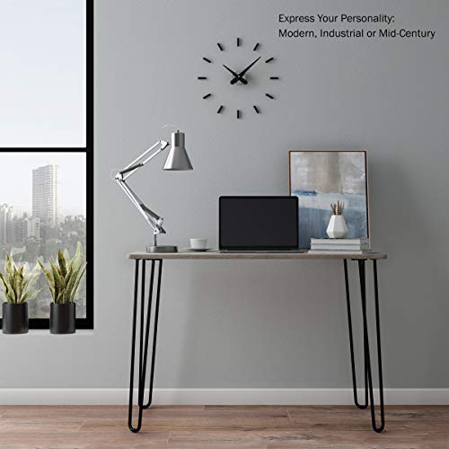 Desk with Hairpin Legs - Modern Industrial Style Home Decor - Woodgrain-Look and Steel Accent Home Office Furniture by Lavish Home (Gray) - color: Grey