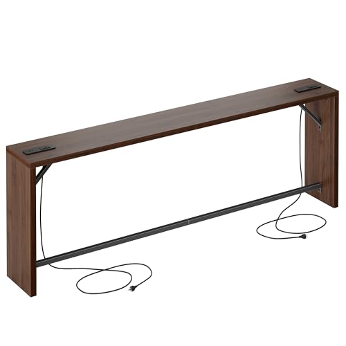 TIQLAB Sofa Table, 79''L x 9.1''W (1.2'' Thickness) Long Console Table Behind Couch, Entryway Table with Angled Metal Frame, Industrial Console Table, Black Walnut - color: Black Walnut, size: 79''L x 9.1''W x 31.5''H
