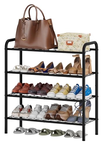 viewcare Shoe Rack for Closet, 4-Tier Small Shoe Rack for Entryway & Garage, Black Shoe Organizer Holds 10-14 Pairs, Sturdy Metal Construction - size: 4-Tier(M)