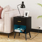 Aienvey Nightstand with Charging Station and LED Lights, Black | Small Side Table, Bedside Table with Drawer, Modern Night Stand with Light/Power Strip, End Table for Bedroom, Living Room - color: Black