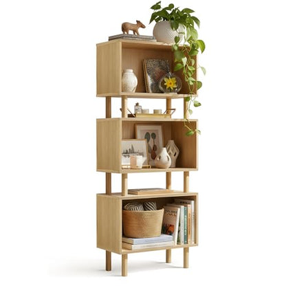 Home Zone Living 3-Pack Stackable Storage Cube End Table, Open Cabinet Design, Bookshelf Option for Living Room or Office - color: Open | 3-pack