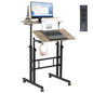 Hadulcet Mobile Standing Desk Adjustable Height with Charging Station | Standing Computer Desk, Standing Adjustable Laptop Cart with Wheels for Home Office Classroom Light Grey - color: Light Grey, size: 23.6" With Charging Station