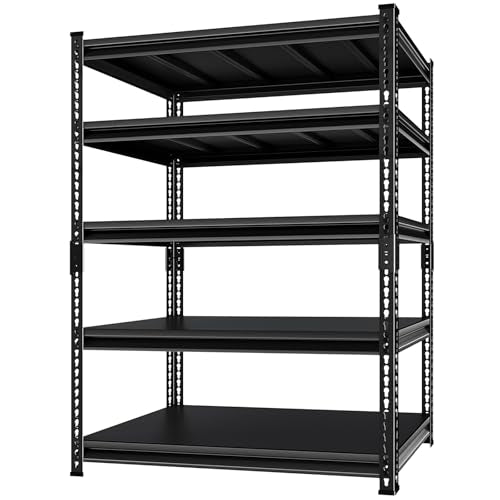 Utility Storage Garage Shelving - 48'' Wide 2800 Lbs Heavy Duty 5 Tier Metal Shelves Adjustable - Freestanding Rack Units for Basement Kitchen Pantry - Black 48" W x 18" D x 78" H - size: 48"Wx18"D-5T-BK