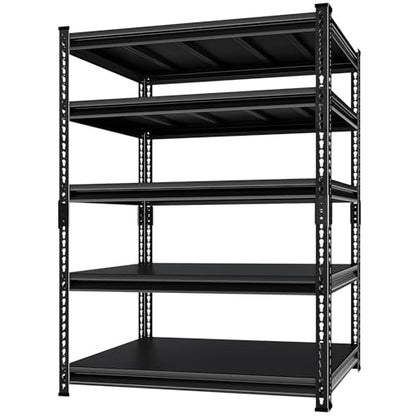 Utility Storage Garage Shelving - 48'' Wide 2800 Lbs Heavy Duty 5 Tier Metal Shelves Adjustable - Freestanding Rack Units for Basement Kitchen Pantry - Black 48" W x 18" D x 78" H - size: 48"Wx18"D-5T-BK