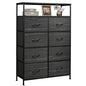 WLIVE Fabric Dresser for Bedroom with Open Shelves, Tall Dresser with 8 Drawers, Storage Tower with Fabric Bins, Chest of Drawers for Closet, Living Room, Hallway, Charcoal Black Wood Grain Print - color: Charcoal Black Wood Grain Print, style: Raised She