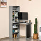 Grey Wood Wall Mounted Folding Desk with Bookshelf & Storage | Foldable Desks for Small Spaces, Pull Out Computer Desk with A Blackboard for Bedroom Apartment - color: Charcoal Grey