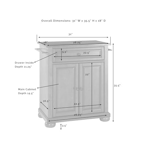 Crosley Furniture Alexandria Granite Top Small Portable Rolling Kitchen Island Storage Cart, Microwave Stand, Black - color: Black, style: Solid Black Granite Top