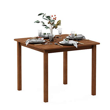 Furinno FG18006 Tioman Hardwood Patio Furniture Square Table with Umbrella Hole, Natural, 35.4"D x 35.4"W x 29.2"H - color: Natural, size: 35.4"D x 35.4"W x 29.2"H