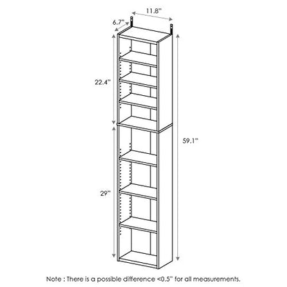 FURINNO Indo 8-Tier Media Tower, Espresso - color: Espresso, size: 8-Shelf, Slim