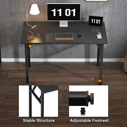 Need Computer Desk Office Desk 47 inches Folding Table with BIFMA Certification Computer Table Workstation No Install Needed, Black Brown - color: Black, size: 47 inches