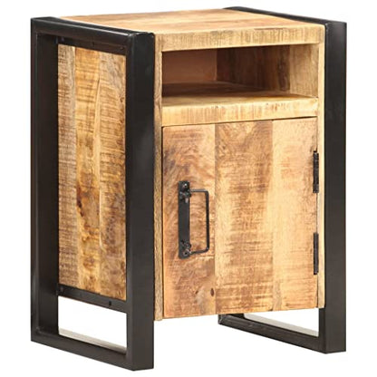 Nightstand Solid Mango Wood Bedside Cabinet with Metal Frame 13.8"x15.7"x21.7" Industrial End Table Storage Shelf for Bedroom, Living Room, Dorm