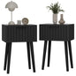 YMYNY Fluted Nightstand Set of 2, Small End Table, Modern Coffee Table with Drawer, Solid Wood Legs, Retaining Chain, 13.8" x 10.6" x 20.9", for Bedroom and Small Spaces, Black UHST014B-2 - color: Black