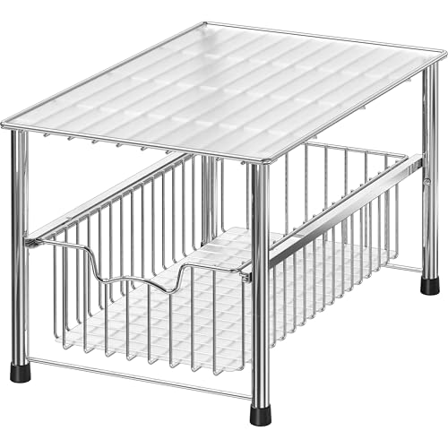 Simple Houseware Chrome Metal Stackable Storage Rack, 16.75 in L x 10.8 in W x 10.25 in H - color: Chrome