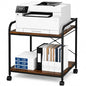 2-Tier Rolling Printer Stand with Lockable Wheels, Mobile Printer Cart with Storage Shelf for Home Office