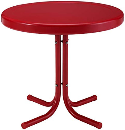 Crosley Furniture Griffith Weather Resistant Retro Metal Outdoor Side Table for Patio, Deck, Porch, Red - color: Red