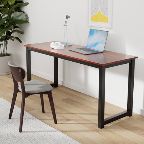 Decoholic 63 Inch Computer Desk, Home & Office PC Laptop Study Writing Table Workstation with Leg Bars, Modern Simple Industrial Style, Rustic Brown - size: 63 Inch