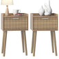 LAATOOREE Small Nightstand Set of 2, Side End Table with Fluted Door, Bedside Table with Solid Wood Legs, Mid-Century, for Bedroom, Small Beds - color: Rustic Walnut, style: Fluted Style