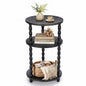 Small Round Side Table, 3-Tier Solid Wood End Table with Storage Shelf, Modern Bedside Tables Night Stand for Living Room, Bedroom, College Dorm, Small Space (Black) - color: Black