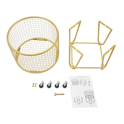 Wire Metal Deep Set Rolling Laundry Basket,Mesh Wire Laundry Basket Storage Cart for Bathroom Bedroom Dirty Clothes Storage (F) - size: F