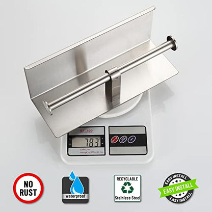 Double Toilet Paper Holder with Shelf Brushed Nickel Toilet Paper Holder Wall Mounted - color: Brushed Nickel
