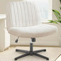 OLIXIS Criss Cross Chair, Vanity Chair, Home Office Desk | Armless Wide Seat, Height Adjustable Swivel, Comfy Fabric, Bedroom Student Study Room, Beige No Wheel - color: Beige No Wheel