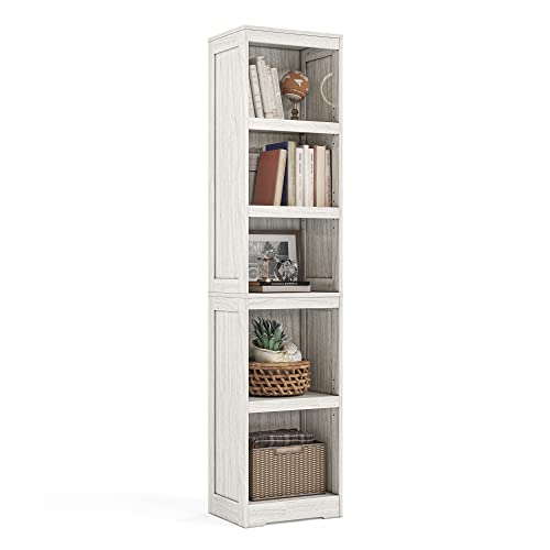 LINSY HOME 5-Shelf Bookcase, Narrow Bookshelves Floor Standing Display Storage Shelves 68 in Tall Bookcase Home Decor Furniture for Home Office, Living Room, Bed Room - White Oak - color: White Oak, size: 5 Shelf Narrow 68.3"H