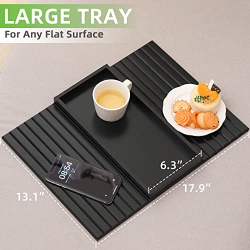 GEHE Bamboo Sofa Arm Tray, Foldable Couch Arm Tray Side Table, Anti-Falling Armrest Tables Cup Holder for Snacks, Drinks, Beers, Phone, Control, Flexible and Portable, Anti-Slip Bottom - color: Black