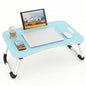 BUYIFY 23" Foldable Lap Desk for Laptop Writing w/Cup Holder Blue | Sturdy and Durable, Laptop Bed Desk with Tablet Slot, No Assembly, Space Saving for Bed Couch Dorm WFH Students - color: Blue
