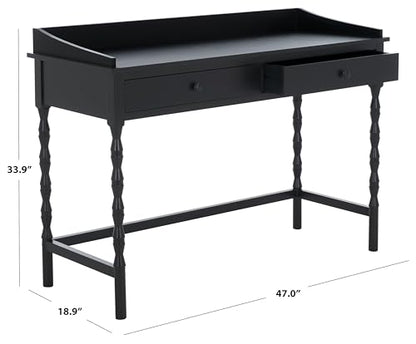 SAFAVIEH Home Collection Astaroth Matte Black 2-Drawer Computer Table Office Writing Desk - color: Matte Black