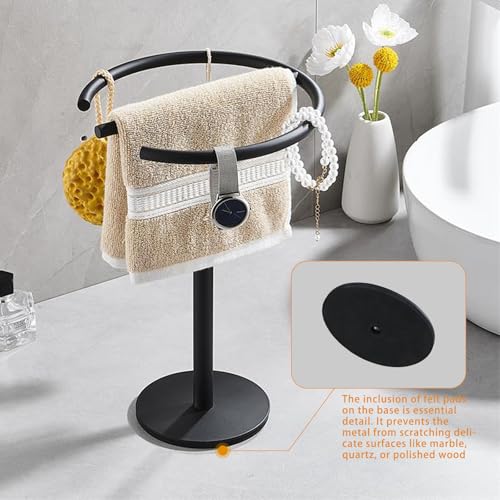 Stainless Steel Matte Black Hand Towel Stand, 13 Inch | Freestanding Countertop, For Bathroom Vanity Kitchen, Holds 2 Towels, Rust-Resistant, Easy Install - color: Matte Black