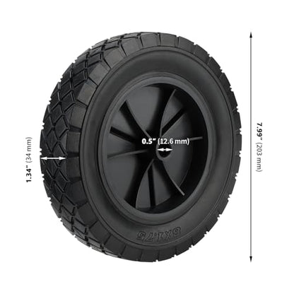 2 PCS 8 x 1.75 Inch Rubber Replacement Tire,Rubber Single Wheel Micro Sport Wheel with 1/2 Bore Offset Axle,Tires Rolling Roller for Installation Replacement,Hand Truck - size: Black 2Pcs