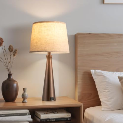 Seealle Modern Table Lamps Set of 2 - Touch Bedside Lamp for Nightstand with Dual USB C+A,3-Way Dimmable Brown Nightstand Lamps for Living Room Bedroom End Table with Beige Shade(Bulb Included) - color: I. Brown-Beige
