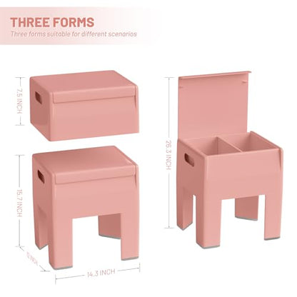 HOTEAGLE Modern Nightstand - Multifunctional Plastic Bedside Table with Storage Space, Side Table Easy Assembly for Bedroom, Dorm and Small Areas (14.2" D x 11.8" W x 15.78" H, Pink) - color: Pink