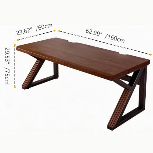 63" Extra Long Solid Wood Computer Desk, Simple Modern Real Wood Office Desk with Thickened Desk, Farmhouse Executive Workstation for Home Office, Writing Table for Office (Walnut, 63") - size: 63"