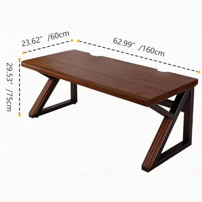 63" Extra Long Solid Wood Computer Desk, Simple Modern Real Wood Office Desk with Thickened Desk, Farmhouse Executive Workstation for Home Office, Writing Table for Office (Walnut, 63") - size: 63"