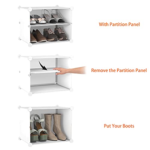HOMIDEC Shoe Rack, 8 Tier Shoe Storage Cabinet 32 Pair Plastic Shoe Shelves Organizer for Closet Hallway Bedroom Entryway - color: White, style: 2 by 8