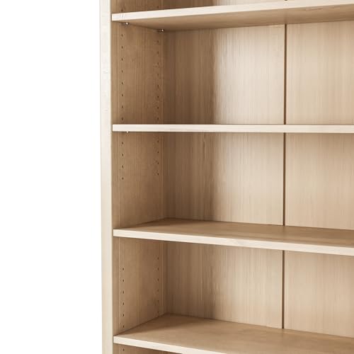 Camaflexi Shaker Style 6 Shelf Bookcase/Solid Wood / 72 inch Tall/Adjustable Shelving/Closed Back/Display Bookshelf for Living Room, Bedroom, Home and Office, Light Oak - color: Light Oak, size: 72"