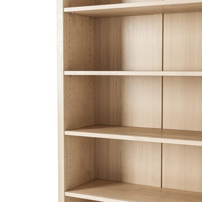 Camaflexi Shaker Style 6 Shelf Bookcase/Solid Wood / 72 inch Tall/Adjustable Shelving/Closed Back/Display Bookshelf for Living Room, Bedroom, Home and Office, Light Oak - color: Light Oak, size: 72"
